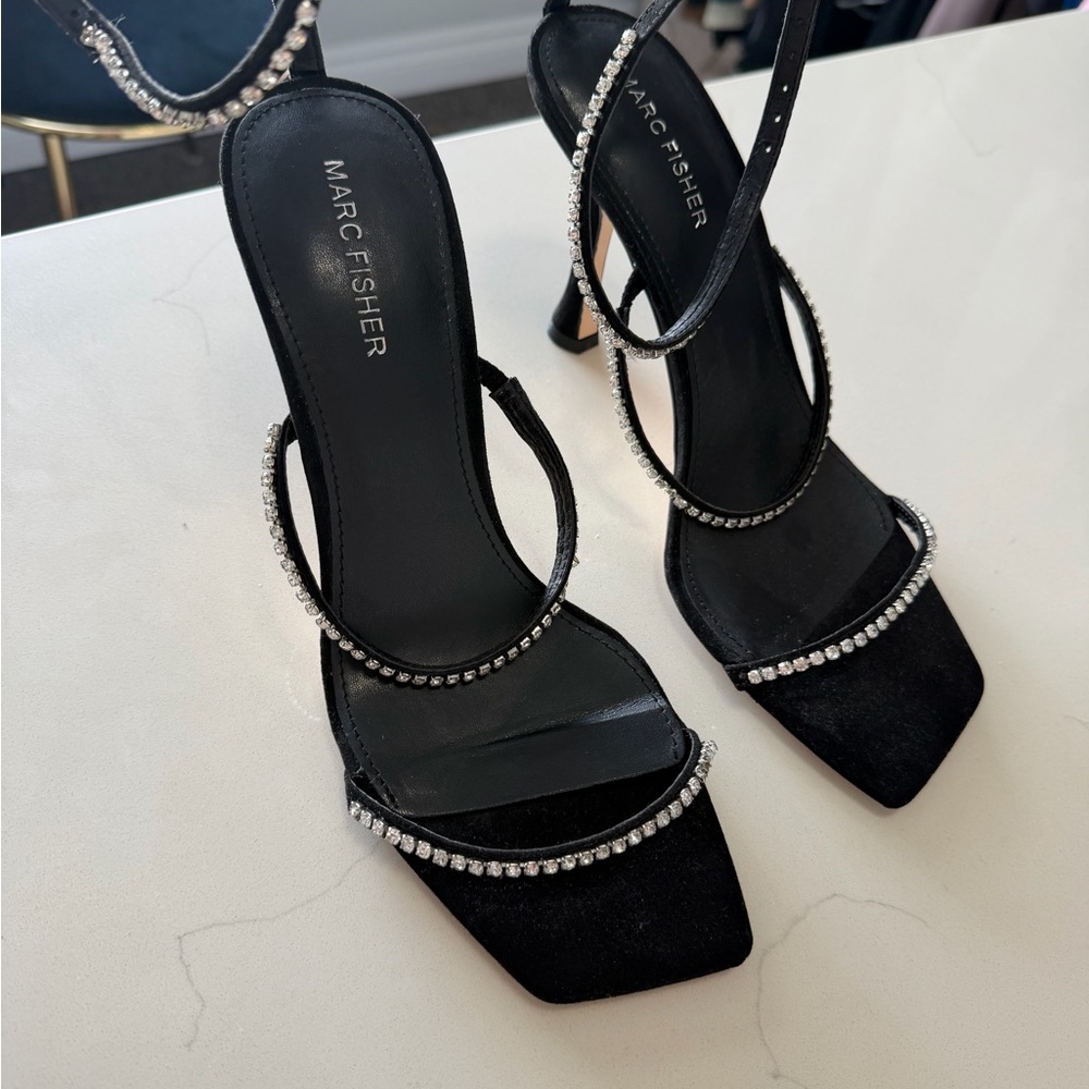 Marc Fisher Black Heels with Rhinestone Accents